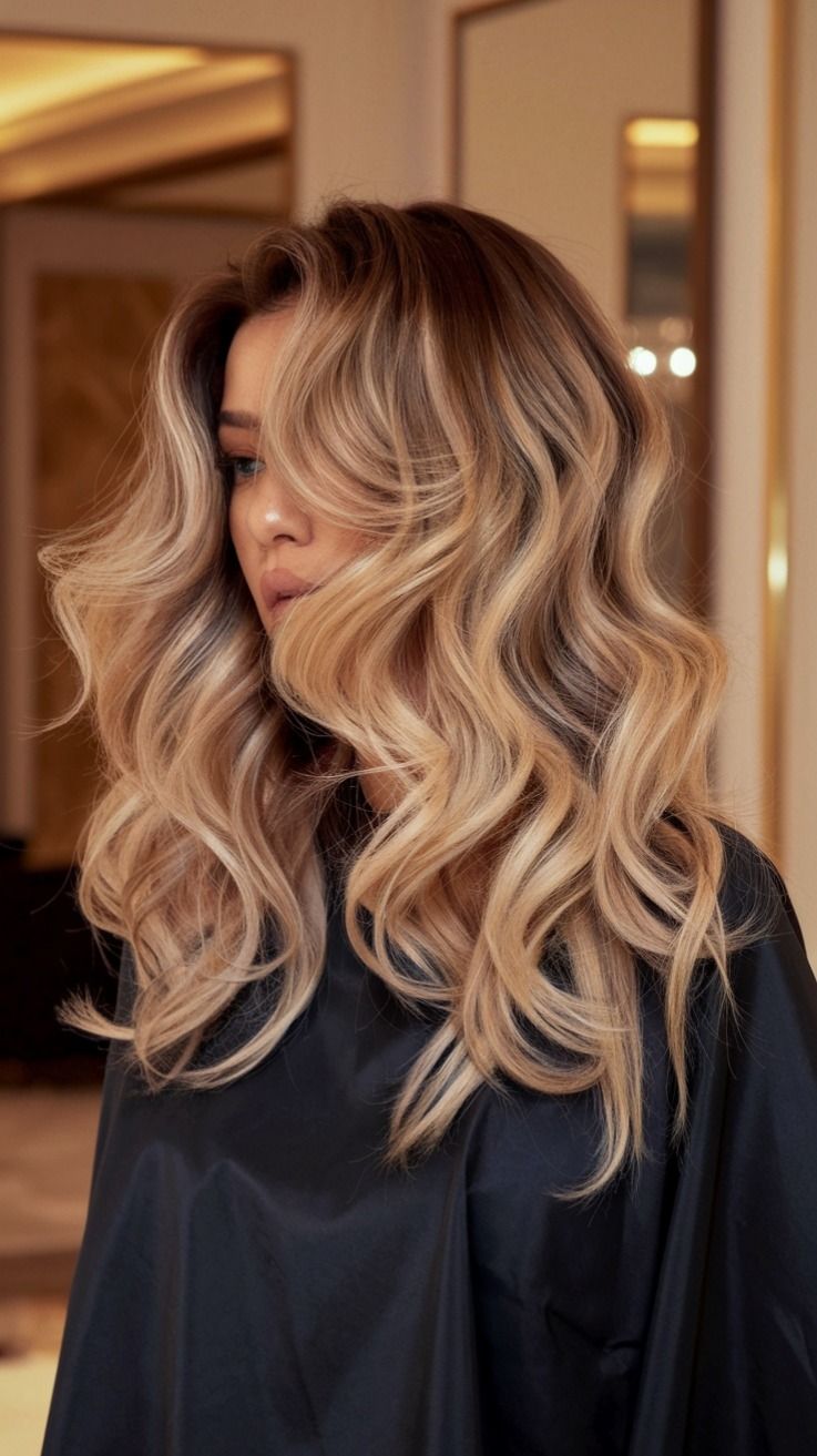 Soft blonde balayage waves